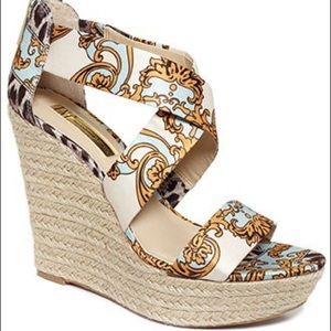 INC International Beige, Blues, Brown wedge. New